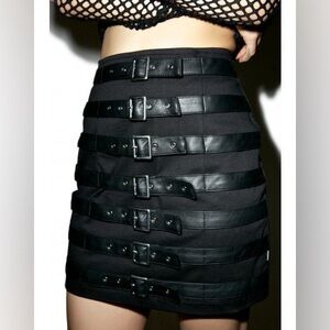 Tripp NYC Daang Goodman Buckle Strap Mini Skirt Goth Punk